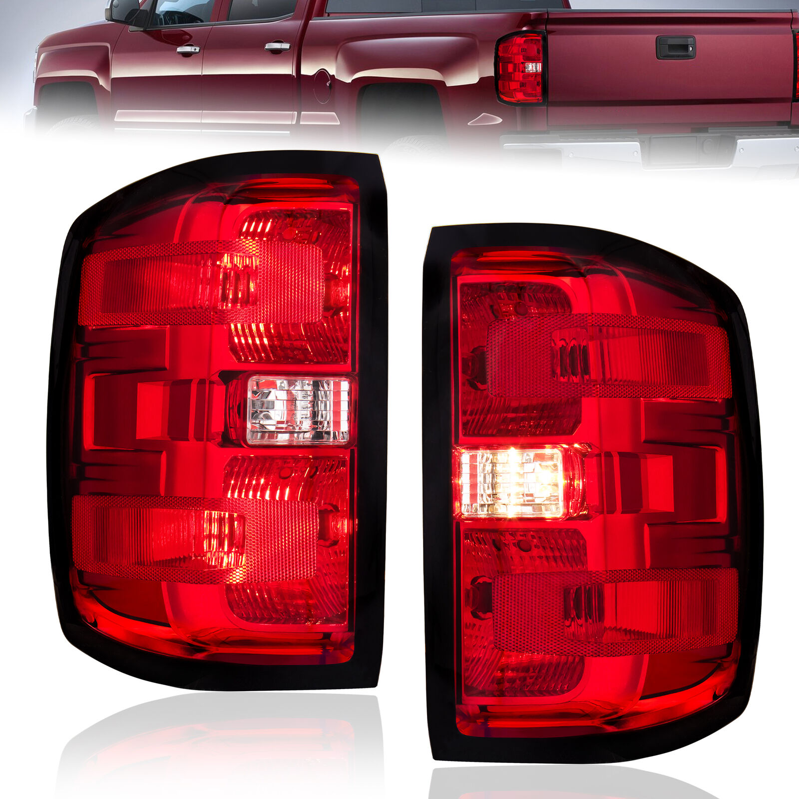 2X Tail Lights Rear Lamps For 2015-2019 Chevrolet Silverado 1500 2500HD 3500HD