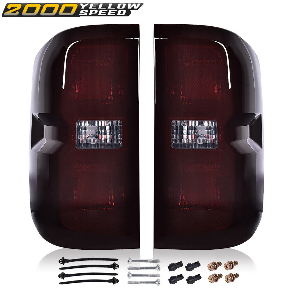Fit For 2014-2018 Chevy Silverado 1500 2500HD 3500HD Red Smoke Tail Lights Lamps