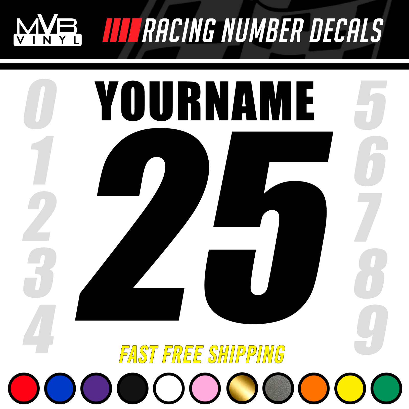 Racing Number Name Vinyl Decal Sticker | Dirt Bike Plate BMX Motocross Car Truck