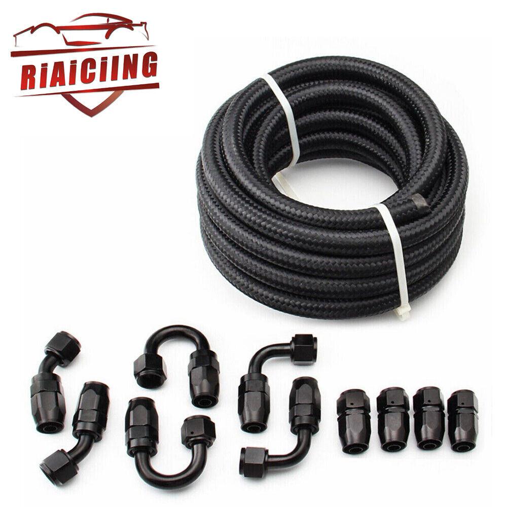 20FT AN6-6AN Nylon & Stainless Steel Braided Fuel Hose Oil Gas Air Line