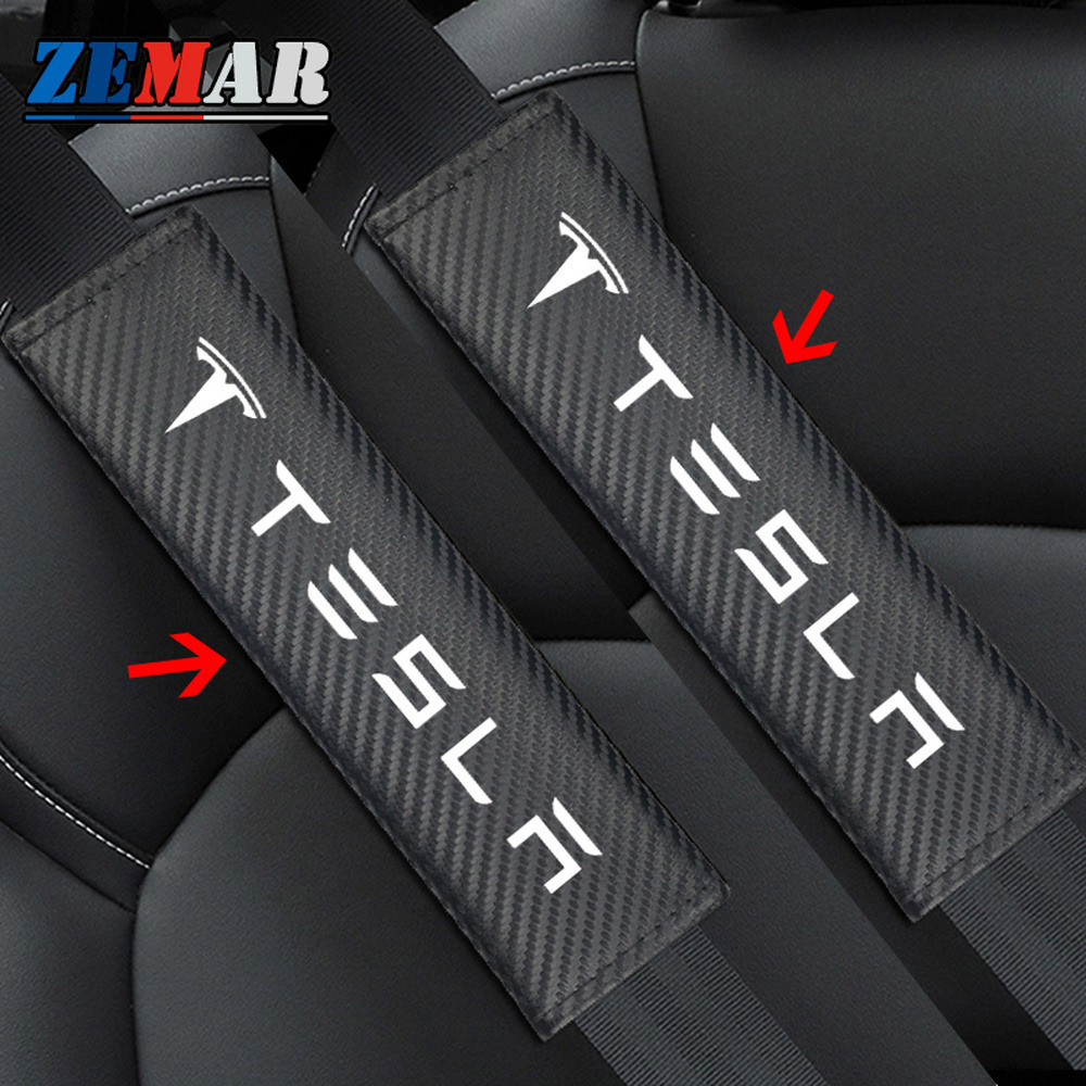 2Pcs Car Safety Seat Belt Cover Shoulder Pads Protector for Tesla Model 3 S X Y