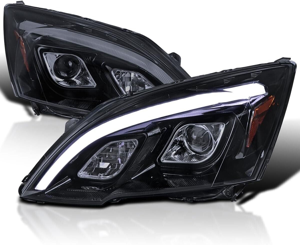 For 2007-2011 Honda CR-V CRV BLACK Smoke Projector Headlights Led Tube LH+RH