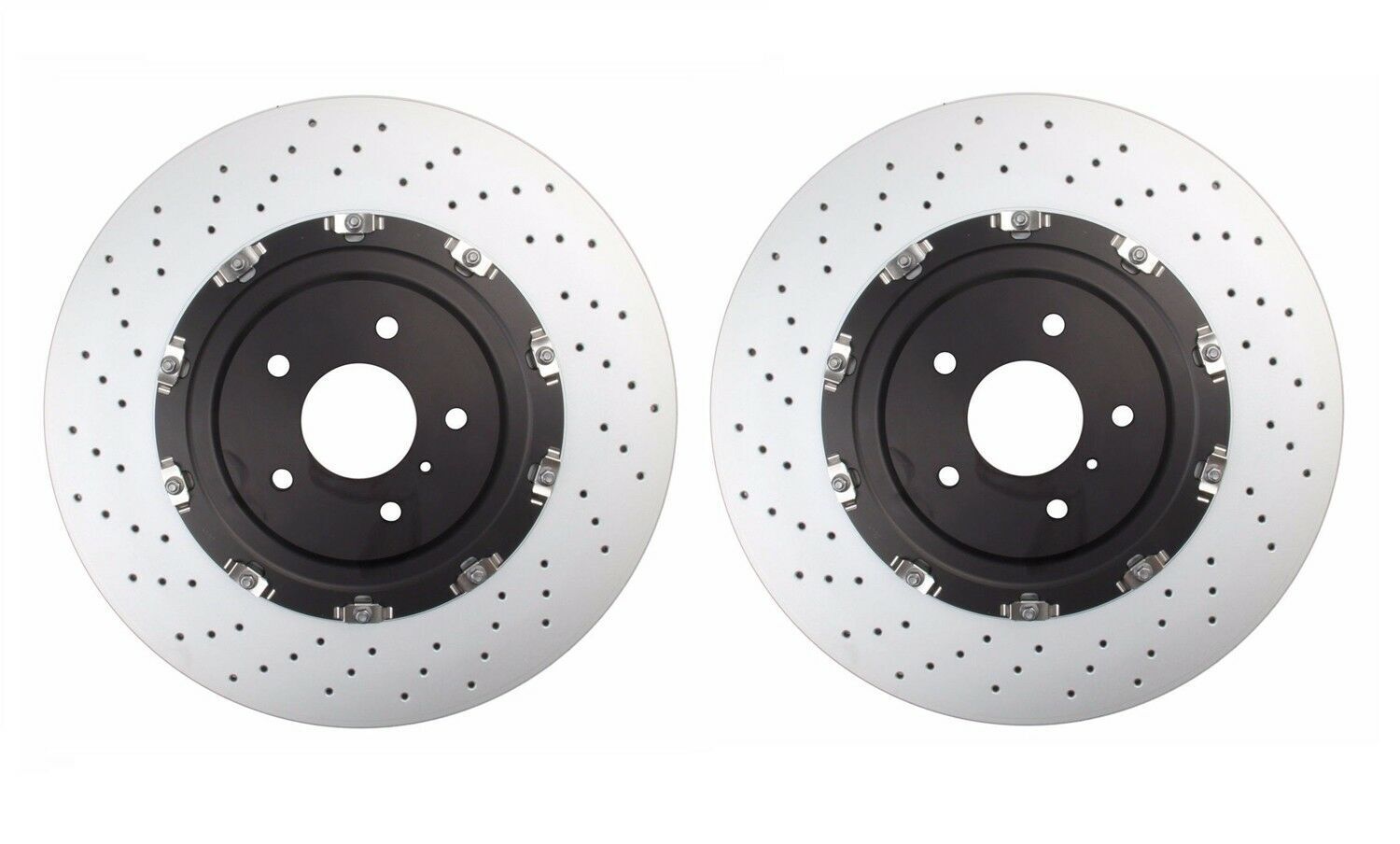 Brembo Pair Set 2 Front Floated Drilled 390mm Disc Brake Rotors For Nissan GT-R