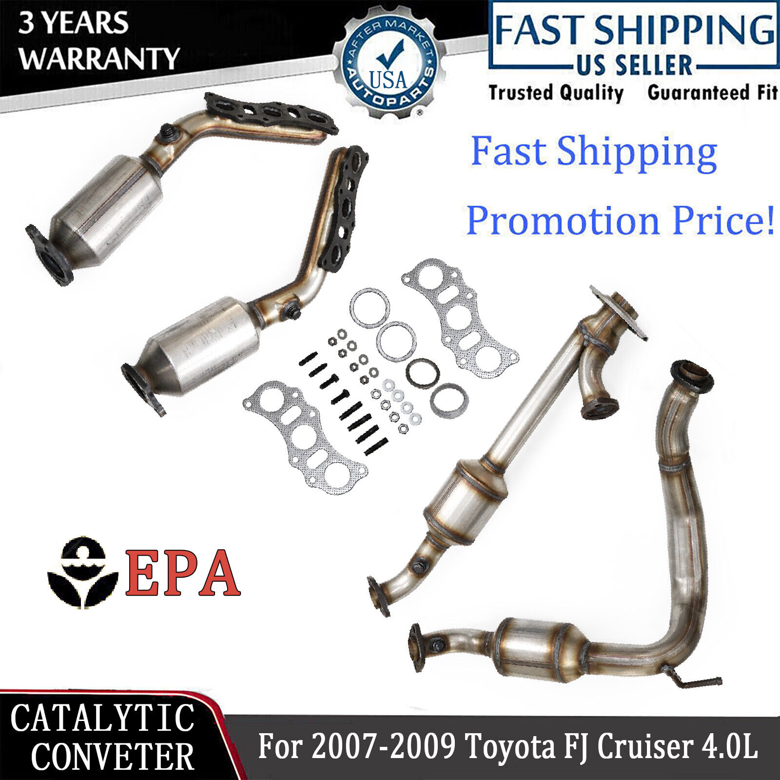 For 2007-2009 Toyota FJ CRUISER 4.0L ALL 4 Catalytic Converters Direct Fit OBDII