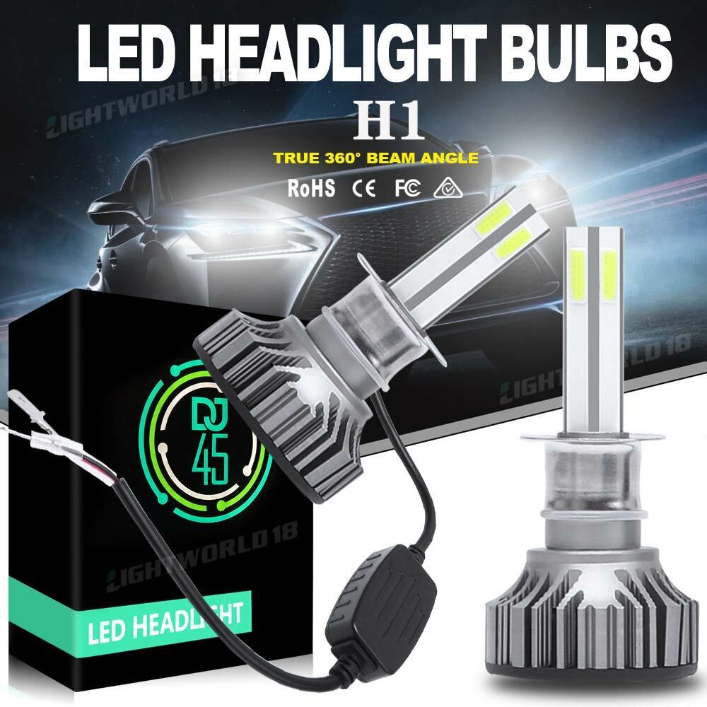 4-Sides H1 LED Headlight 120W 32000LM High Beam Fog Light Bulb 6000K Xenon White