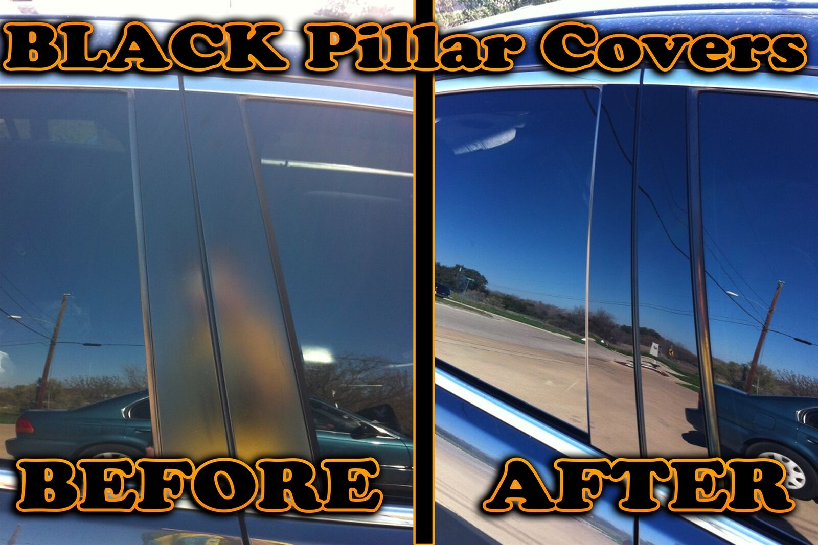 Black Pillar Posts for Jaguar XJ 10-19 8pc Set Door Cover Trim Piano Kit