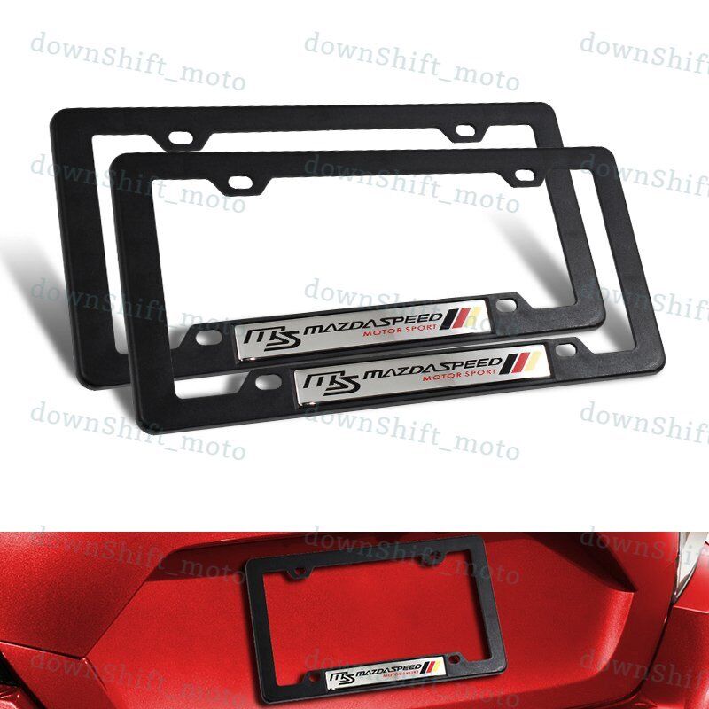 2 PC MazdaSpeed Car Trunk Emblem with ABS License Plate Tag Frame For Mazda 3 6