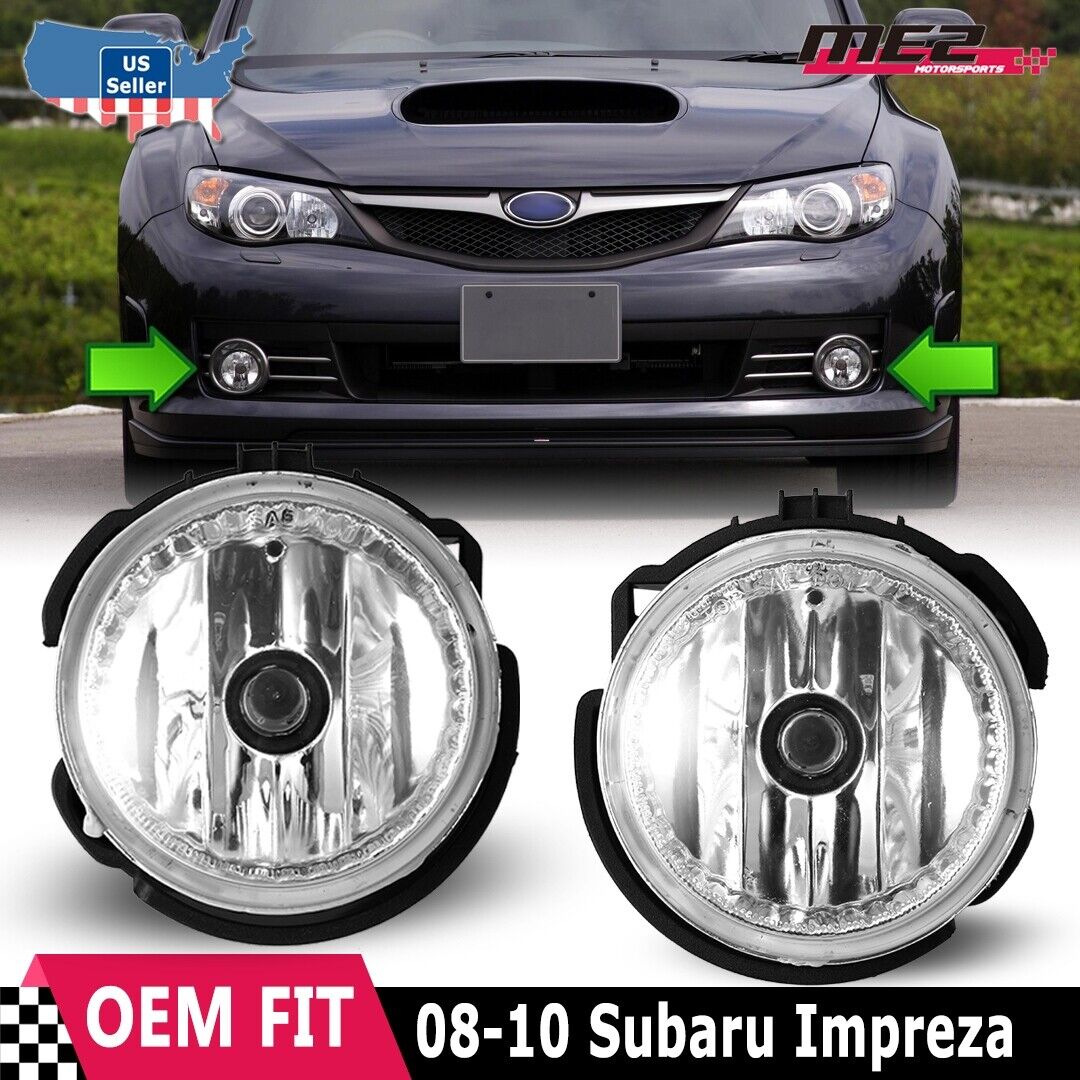 For 2008-2010 Subaru Impreza WRX STI Fog Lights Clear Bumper Driving Lamps Pair