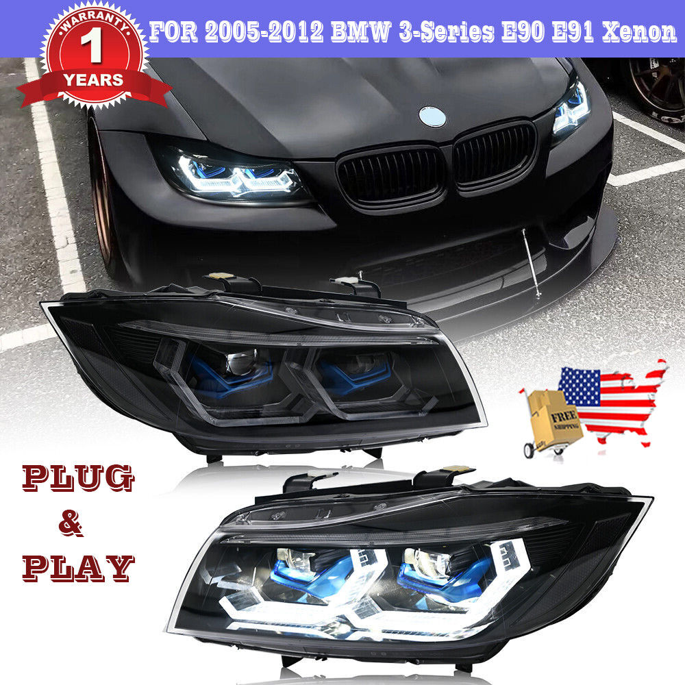 LED Front Lamps Fits BMW 3-Series 2005-2012 E90 E91 Xenon Head Lights Assembly