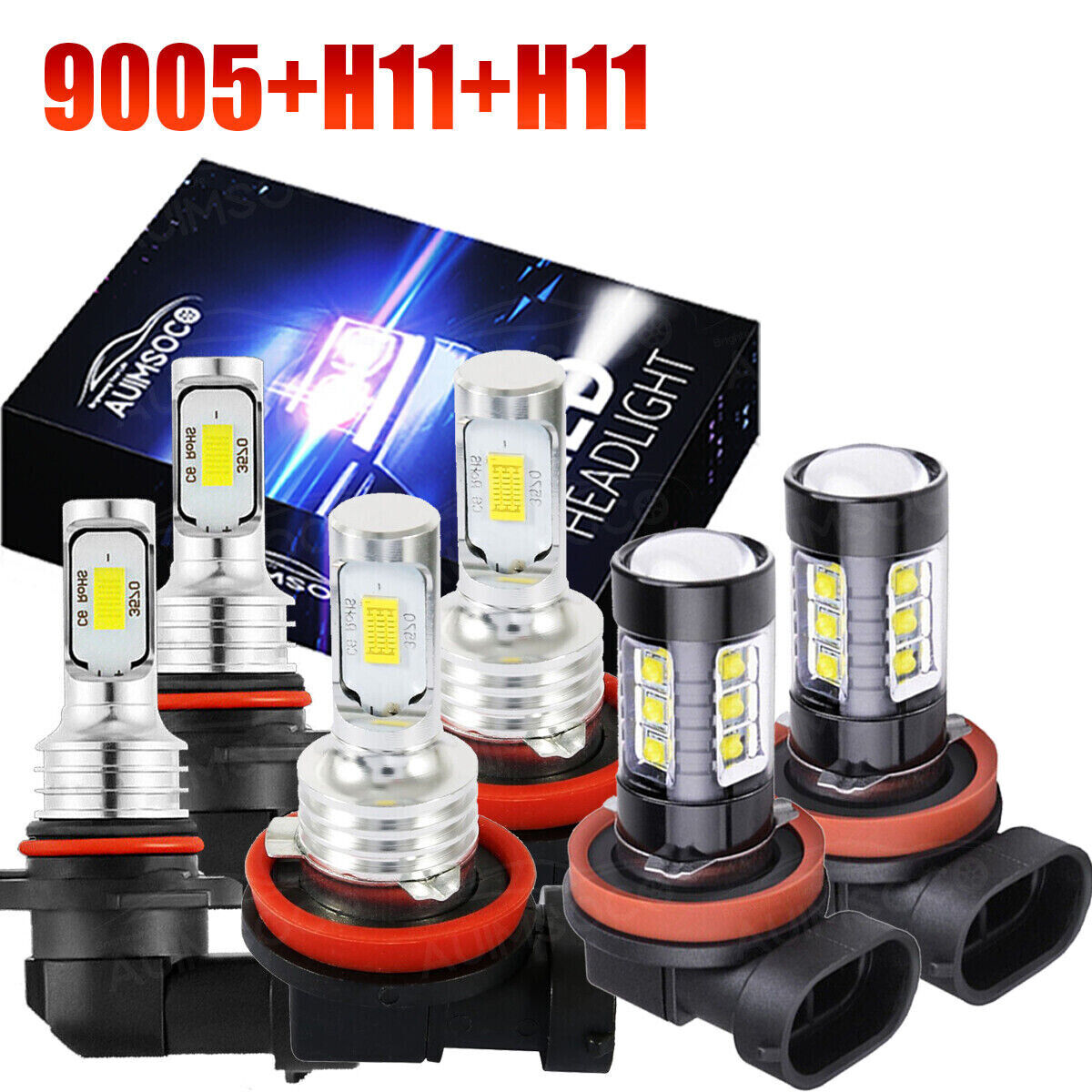 For Toyota Camry 2007-2013 2014 LED Headlight Hi/Lo Fog Light Bulbs 6x LED Lamps