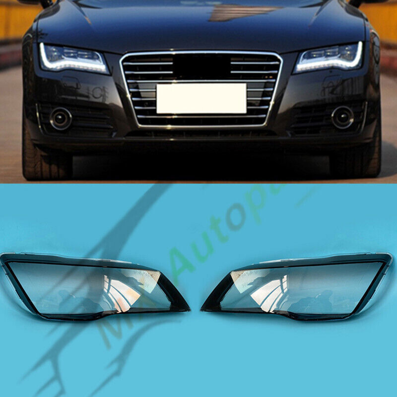 A Pair Front Headlight Clear Lens Shell+Seal Glue For Audi A7 S7 RS7 2012-2015