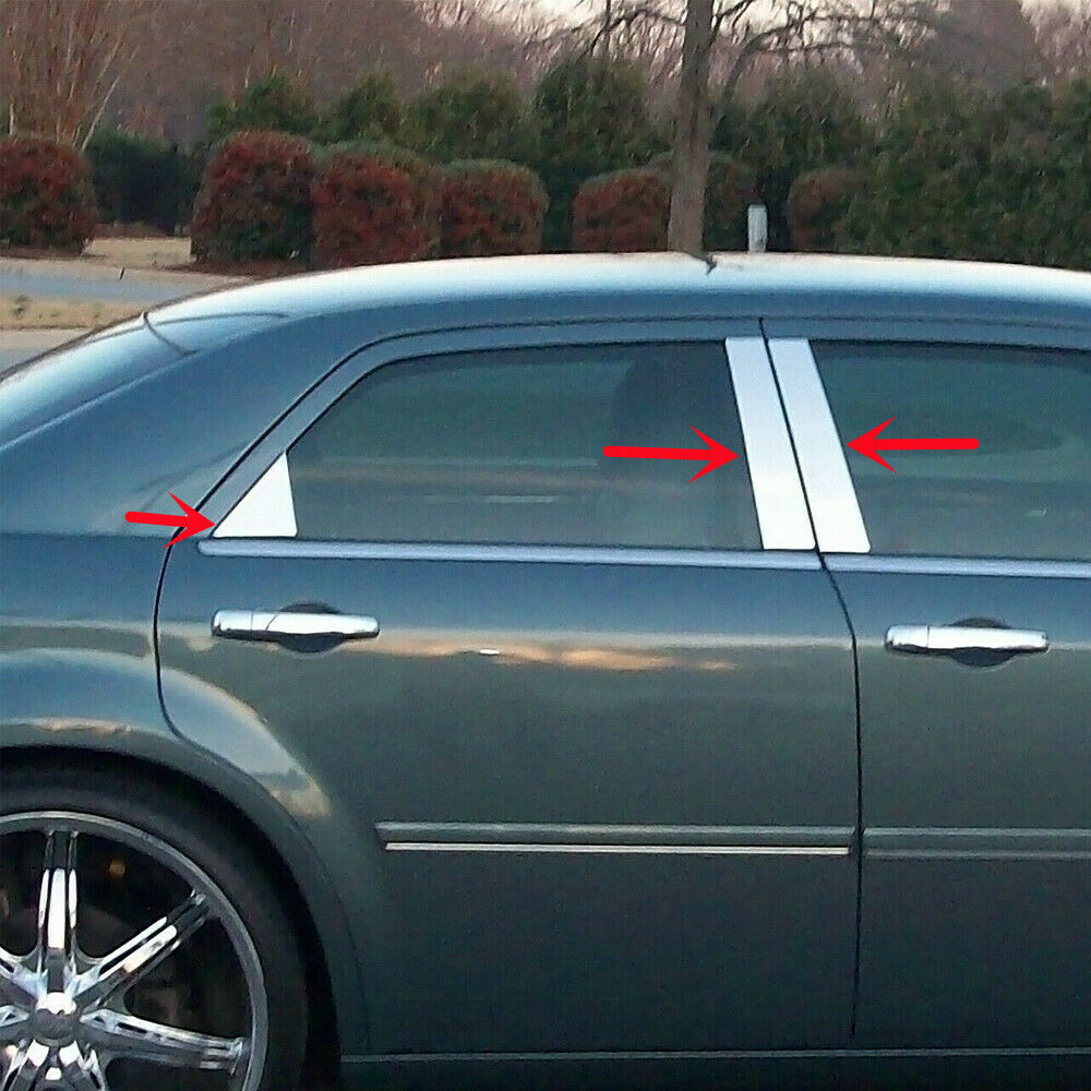 6PCS Chrome Door Pillar Post Trim for 2005-2010 Chrysler 300 300C Dodge Magnum