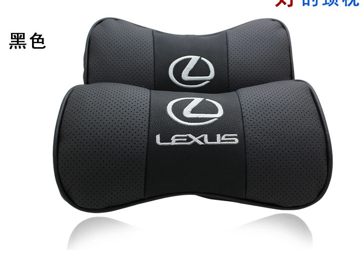 2Pcs Real Leather Car Seat Neck Cushion Pillow Car Headrest For Lexus Car