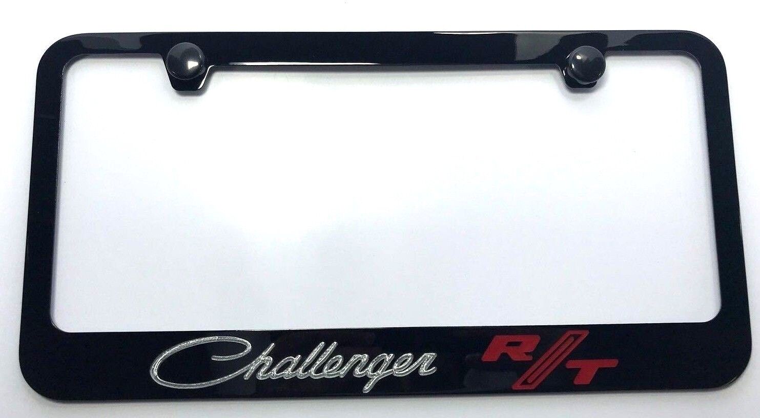 License Plate Frame For Dodge Challenger R/T (Black W/ Silver & Red Logo)
