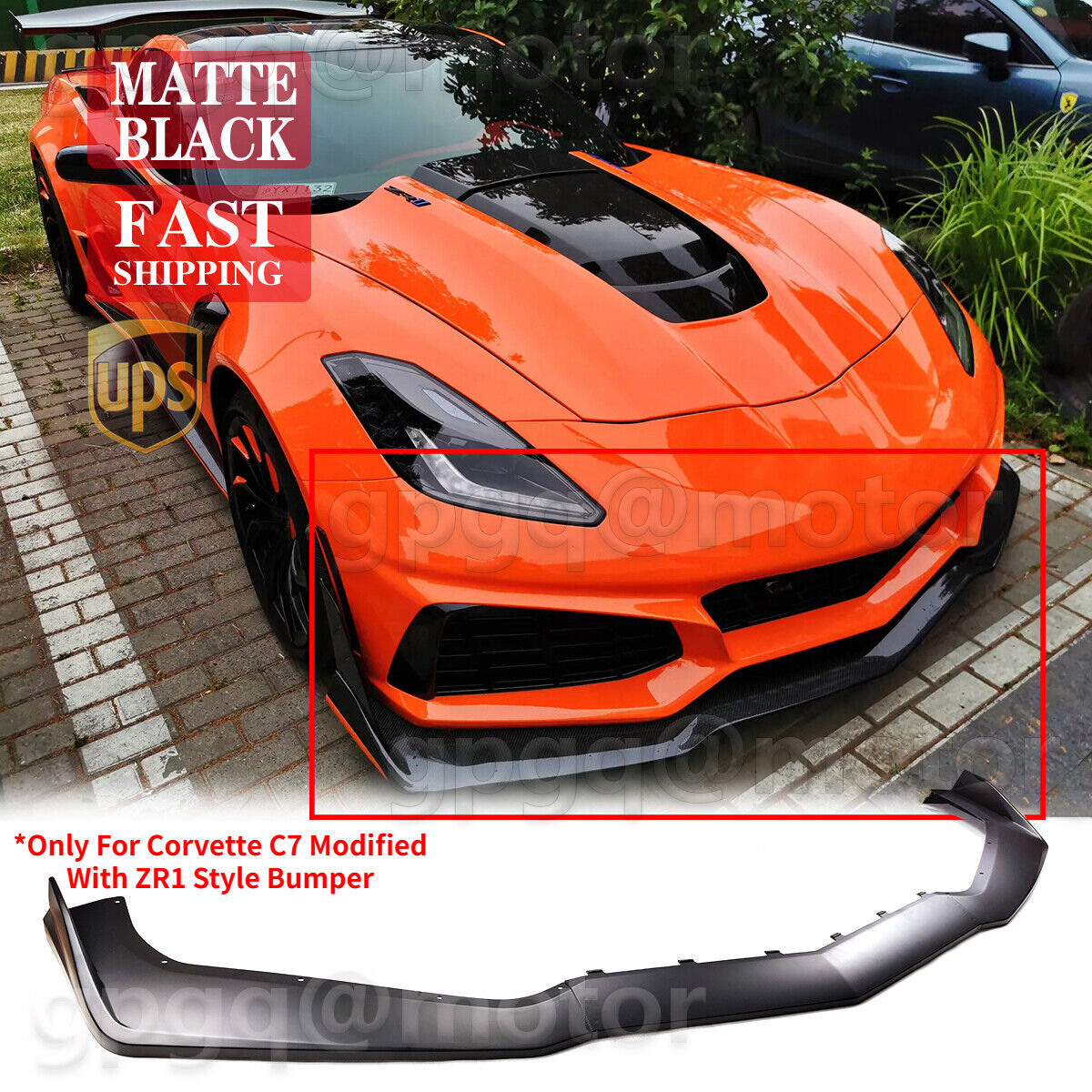 For Corvette 14-19 C7 | ZR1 Style Conversion Matte BLK Front Bumper Lip Splitter
