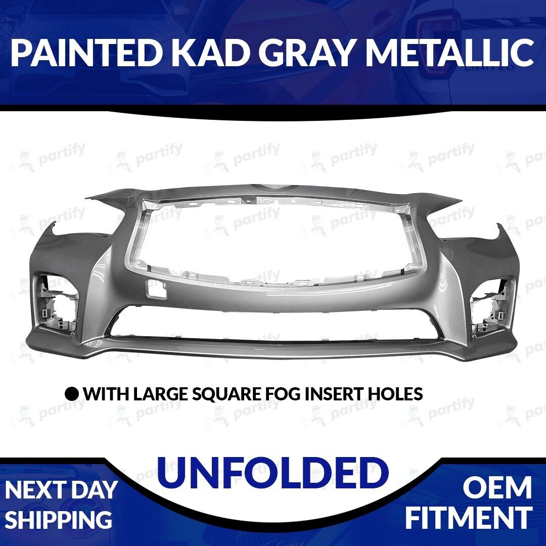 NEW Painted KAD Gray Unfolded Front Bumper For 2014-2017 Infiniti Q50 Sport