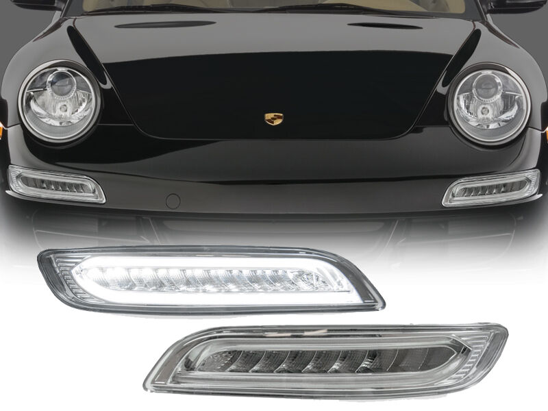 991 Turbo Style Front Bumper LED DRL+Signal+Fog Light For 05-08 Porsche 997 911