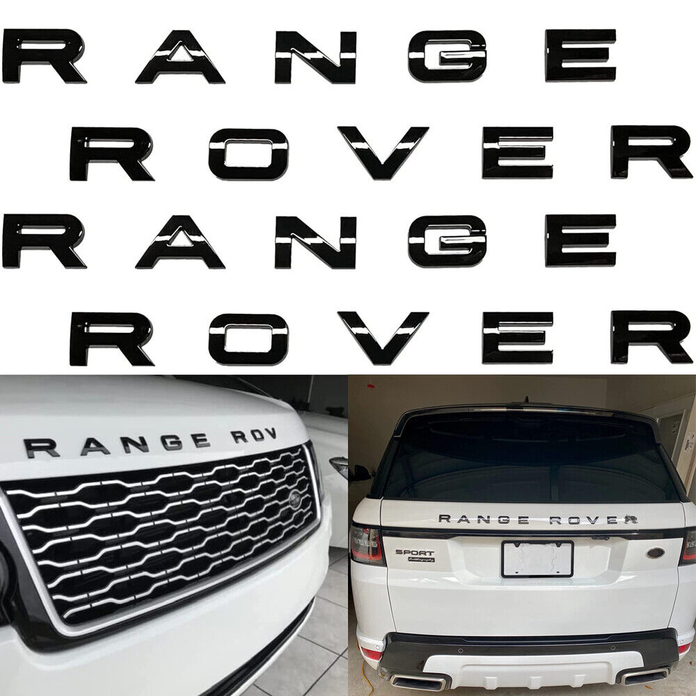 2x 3D Gloss Black Front Hood&Tailgate Letter For Range Rover Sport Evoque Emblem