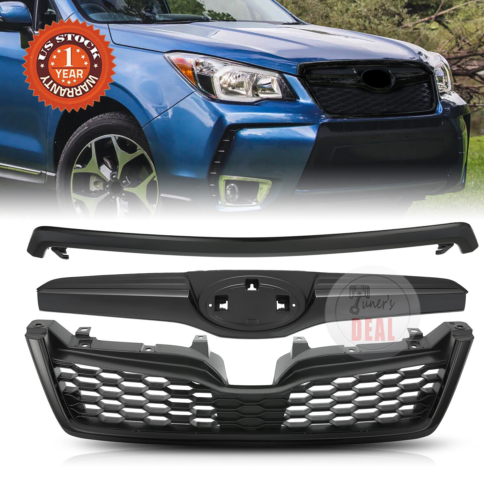 Front Bumper Upper Grille Black For 2014-2018 Subaru Forester Honeycomb Grill