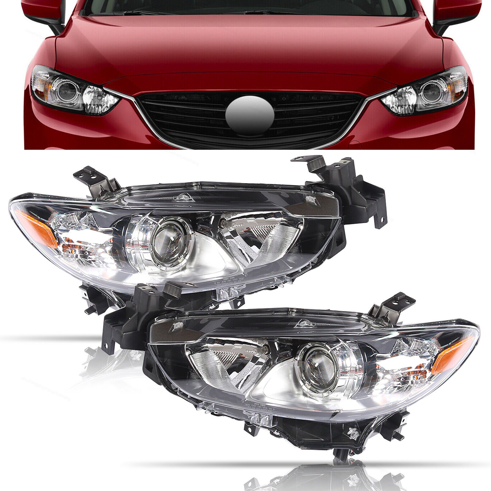 For 2014-2017 Mazda 6 Halogen Projector Headlights Replacement Headlmaps