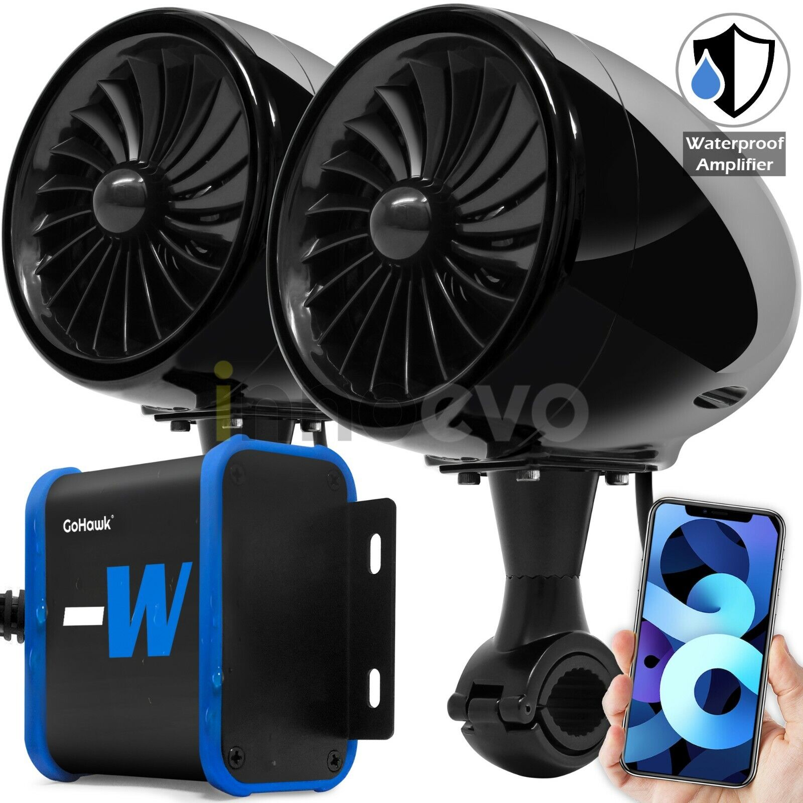 Waterproof Bluetooth Amplifier Motorcycle ATV Speakers Stereo Audio Radio System