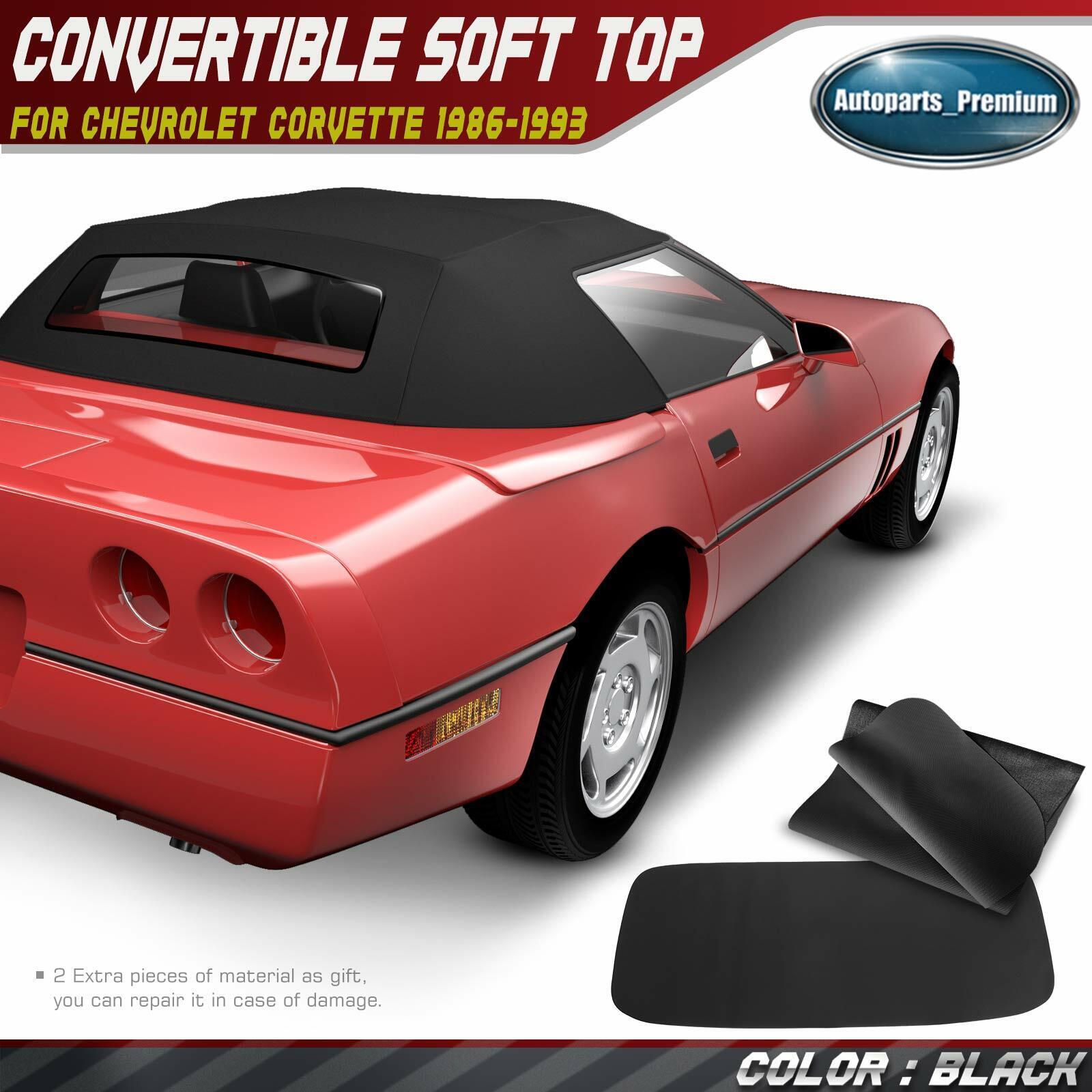 Convertible Soft Top w/ Plastic Window Black for Chevrolet Corvette 86-93 Black