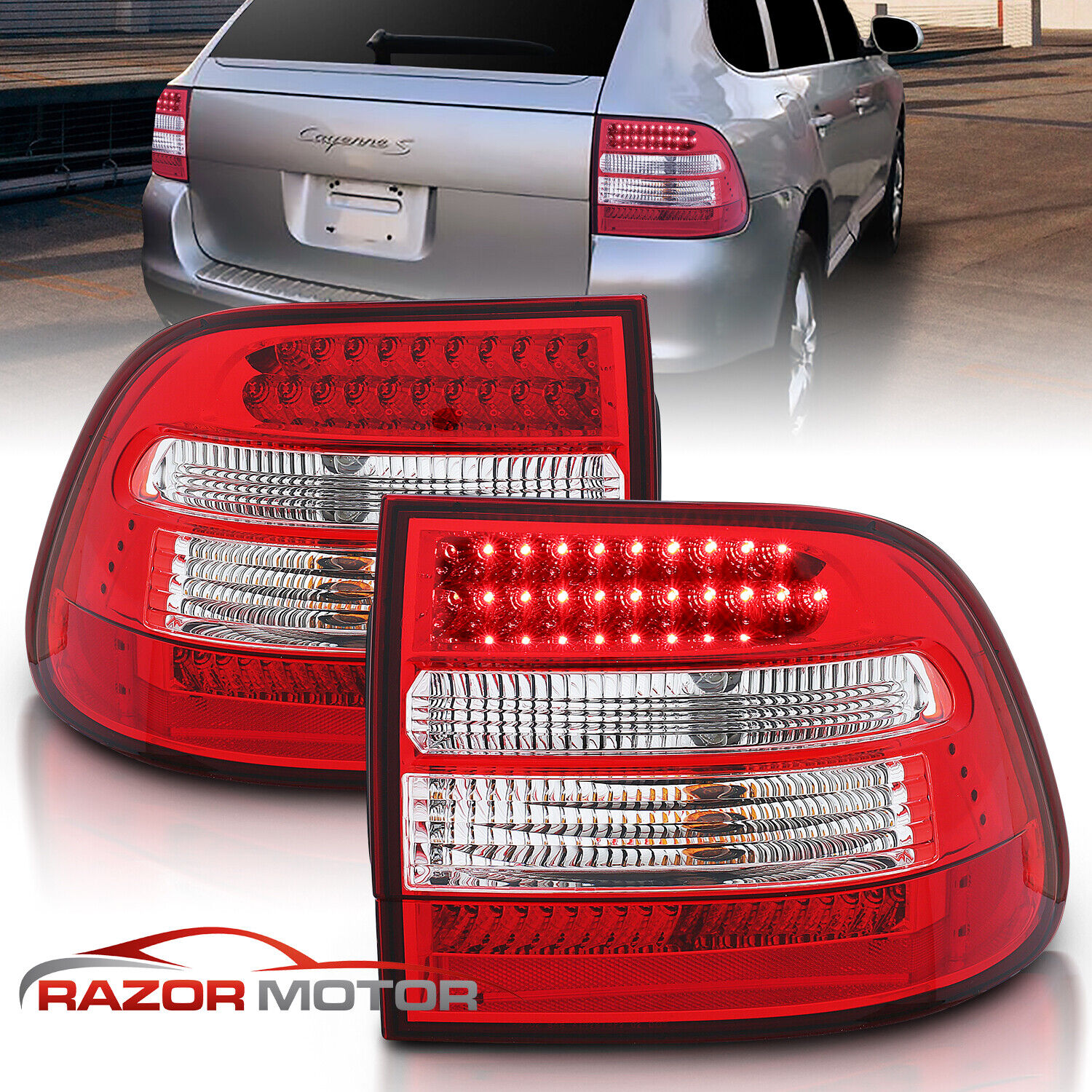 2003 2004 2005 2006 Porsche Cayenne SUV Red Clear LED Brake Tail Lights Pair