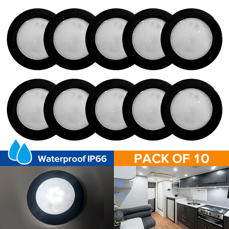 pack of 10, 12V LED Ceiling Light Waterproof Kitchen Bathroom Downlight no switc