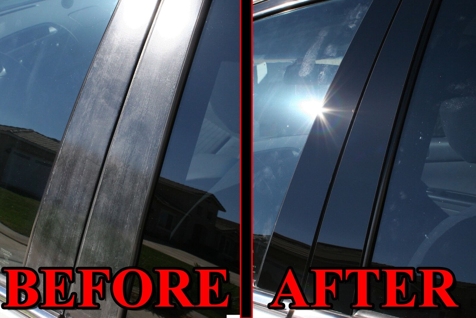 Black Pillar Posts for Lexus ES 02-06 6pc Set Door Trim Piano Cover Window Kit
