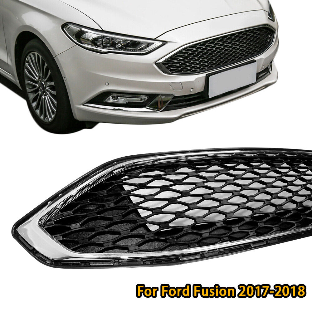 Black &Chrome Front Bumper Grille Honeycomb Mesh Grill For Ford Fusion 2017-2018