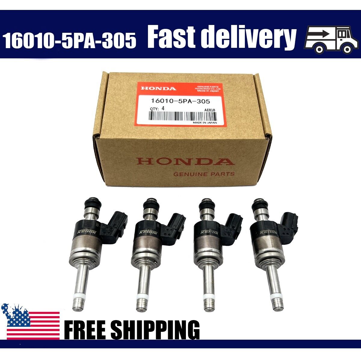 OEM NEW 4X Genuine Fuel Injectors 16010-5PA-305 For Accord CR-V Civic 1.5l Turbo