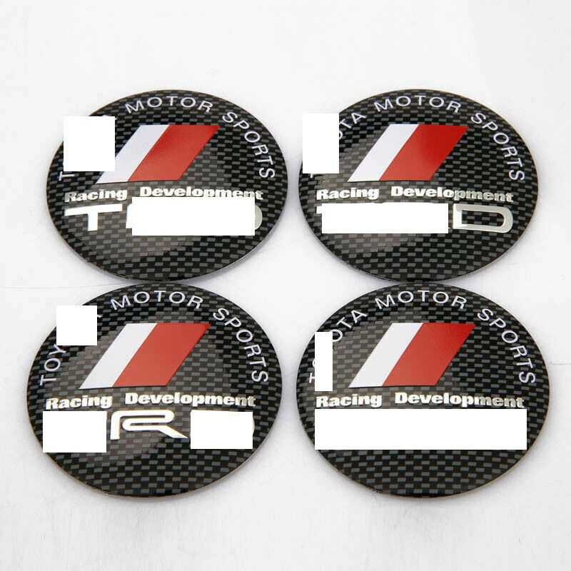 NEW 4X JDM Black Wheel Center Cap Stickers (Racing Development) 56mm