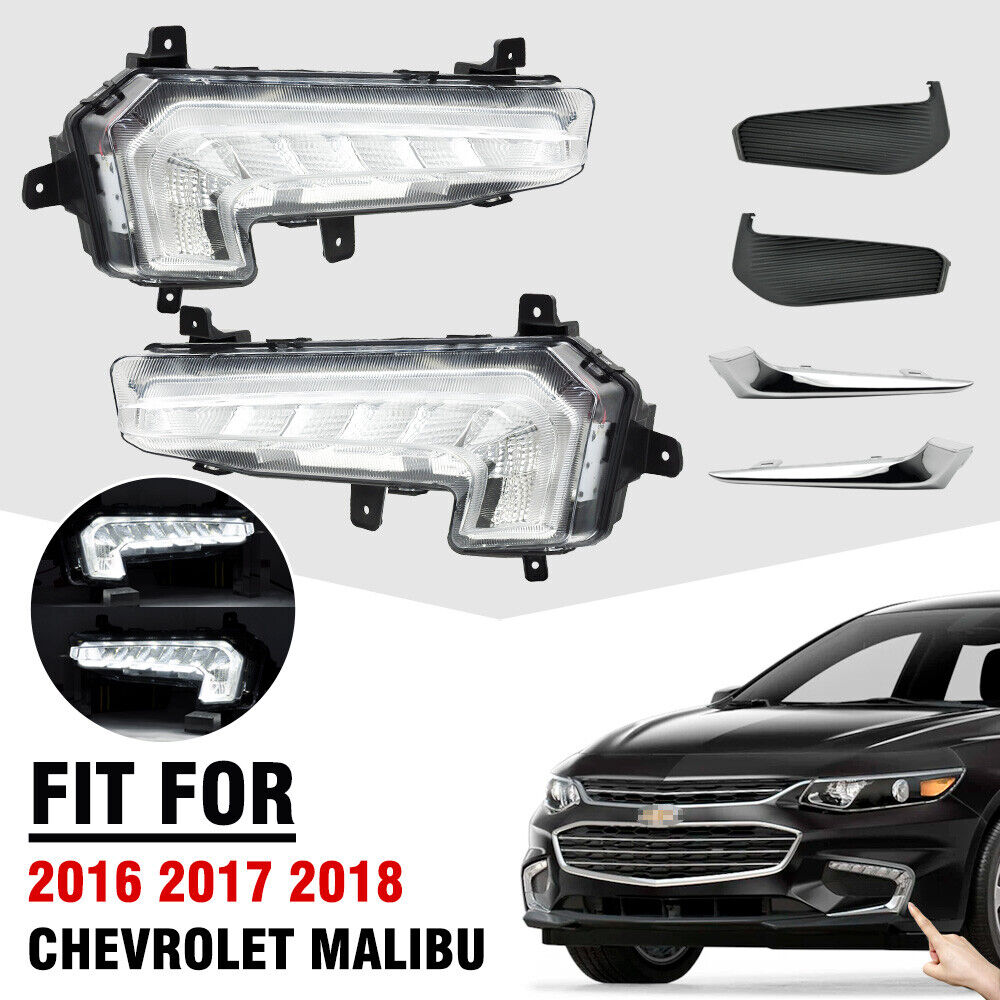For 2016-2018 Chevrolet Malibu XL LED DRL Bumper Fog Lights Daytime Running Lamp