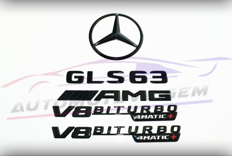 GLS63 AMG V8 BITURBO 4MATIC+ Rear Star Emblem gloss Black Badge Combo X167 2020+