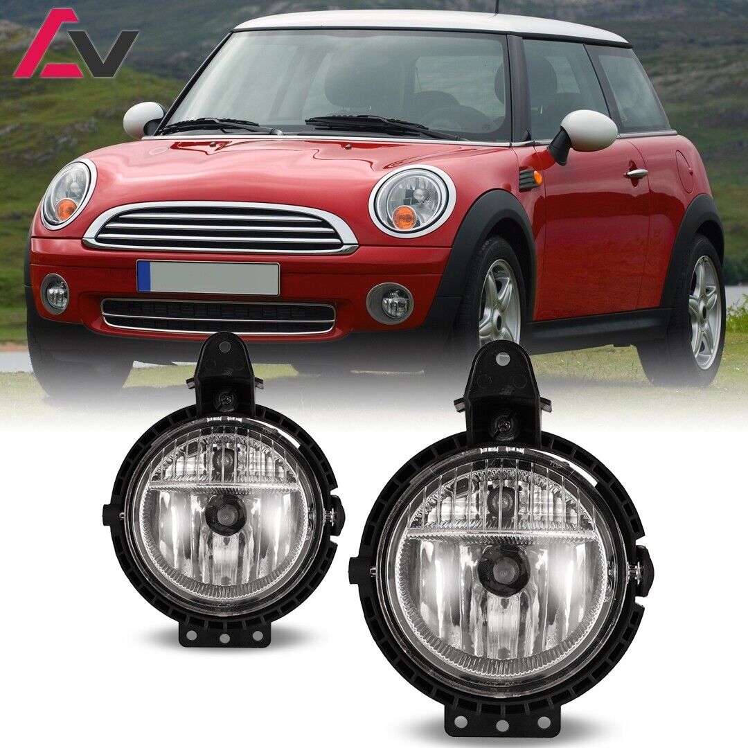 Pair Fog Lights For 2007-2015 Mini Cooper Halogen Front Clear Lens Driving Lamps
