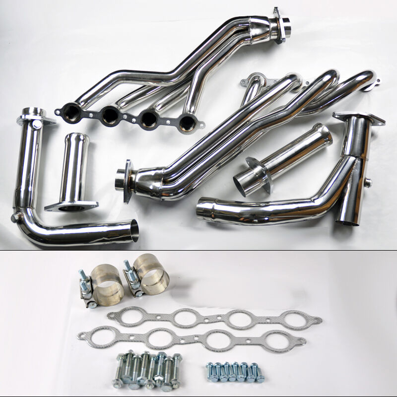Chevy GMC 07-14 4.8L 5.3L 6.0L Long Tube Stainless Steel Headers w/ Y Pipe
