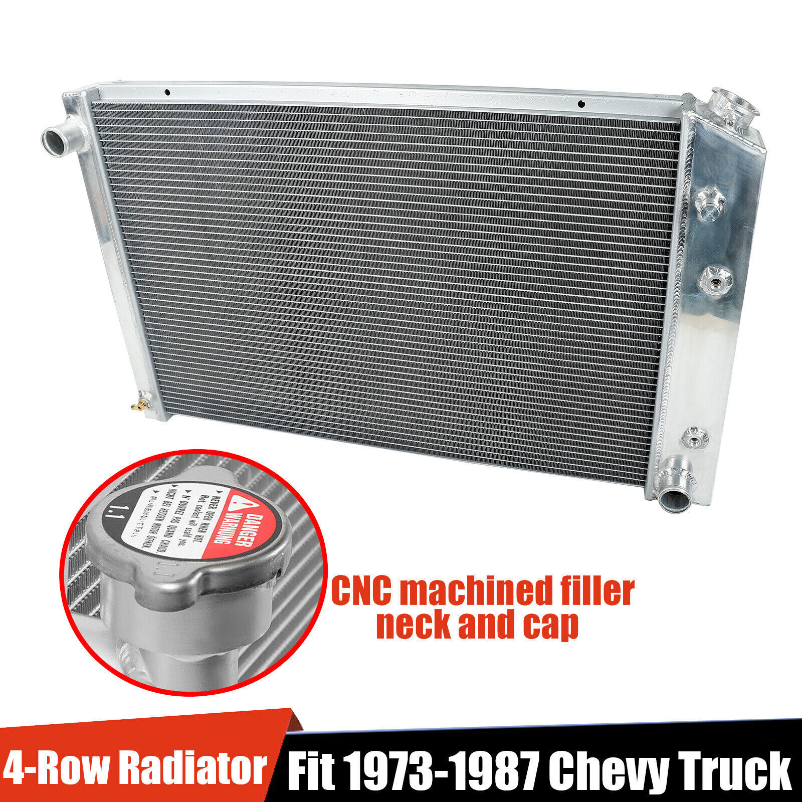 Aluminum Core Radiator 4 Row For 1973-1987 Chevy C/K 10/20/30 1973-1991 Blazer