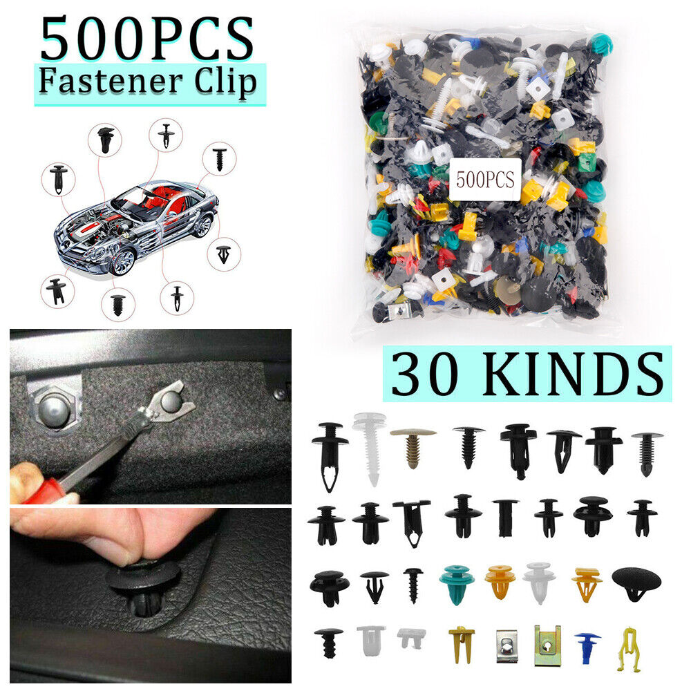 500Pcs Mixed Auto Car Fastener Clip Bumper Fender Trim Plastic Rivet Auto Clips