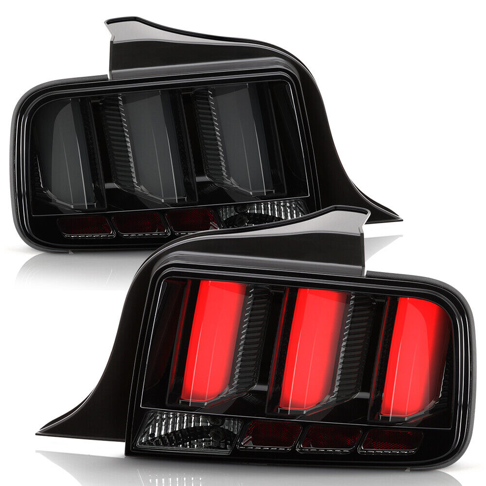 Smoked LED Tube Sequential Signal Tail Lights Lamps For 2005-2009 Ford Mustang