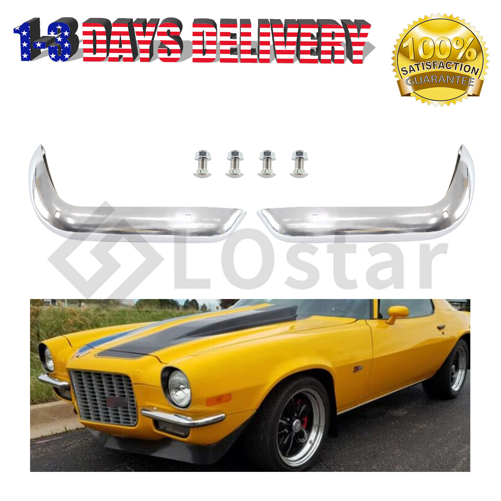 Pair(2) Front Split Bumpers Rally Sport For 1970-1973 Chevrolet Camaro RS