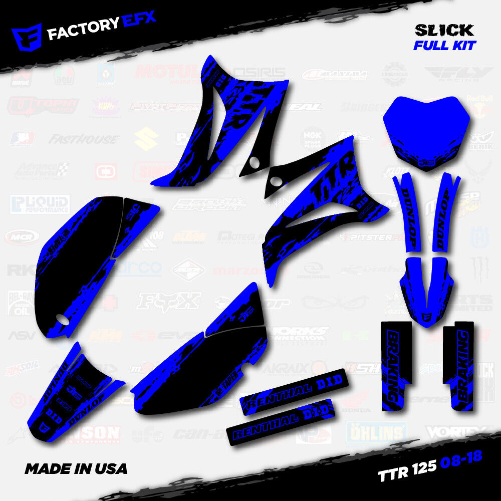Black & Blue Slick Racing Graphics Kit fits 08-21 YAMAHA TTR125 TTR 125 decal