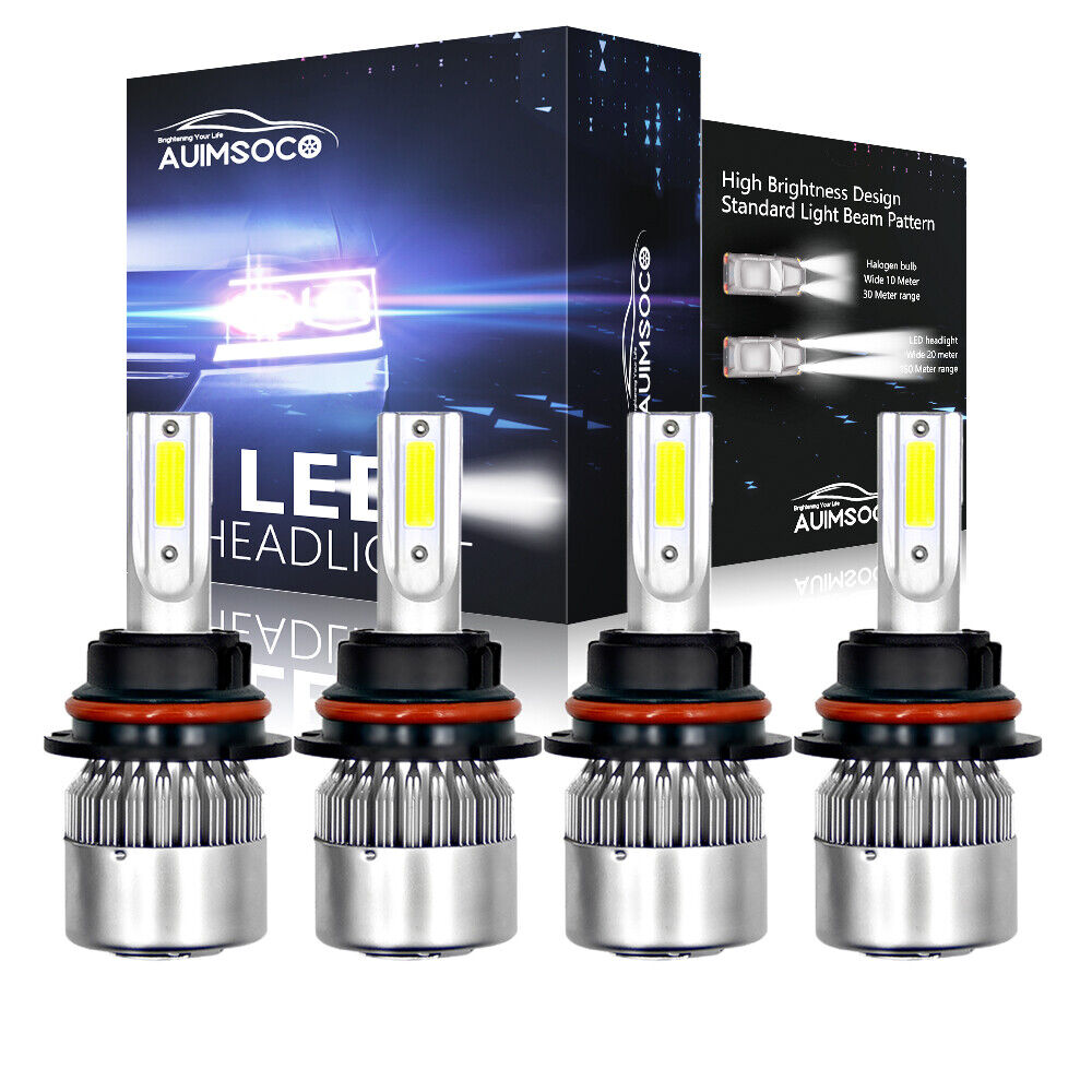 For 2002-2015 Nissan Xterra Pathfinder 4pcs 9007 White LED Headlights Bulbs Kits