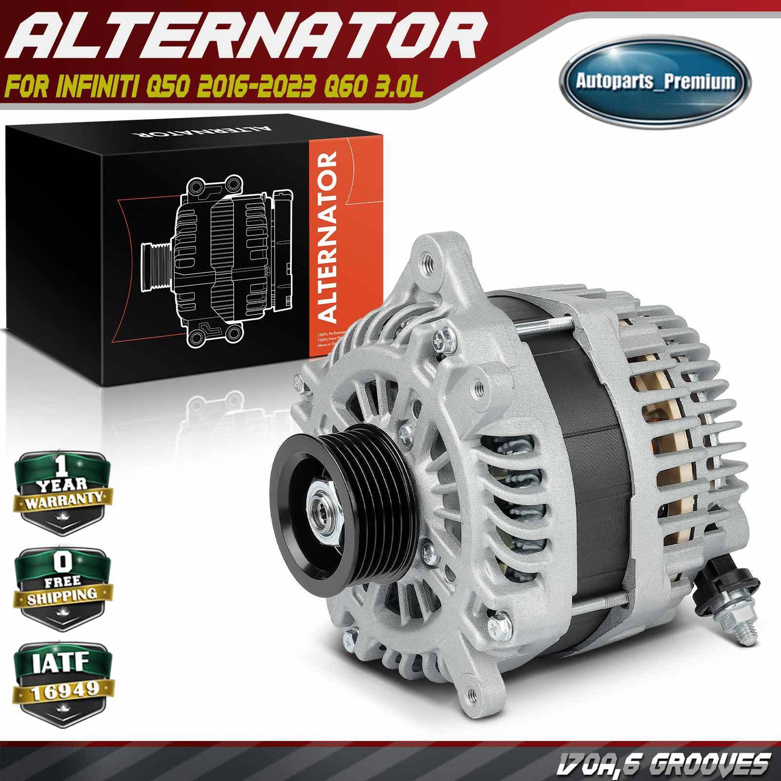 Alternator for INFINITI Q50 16-23 Q60 3.0L 170 Amp 12 Volt CW 6-Groove Pulley