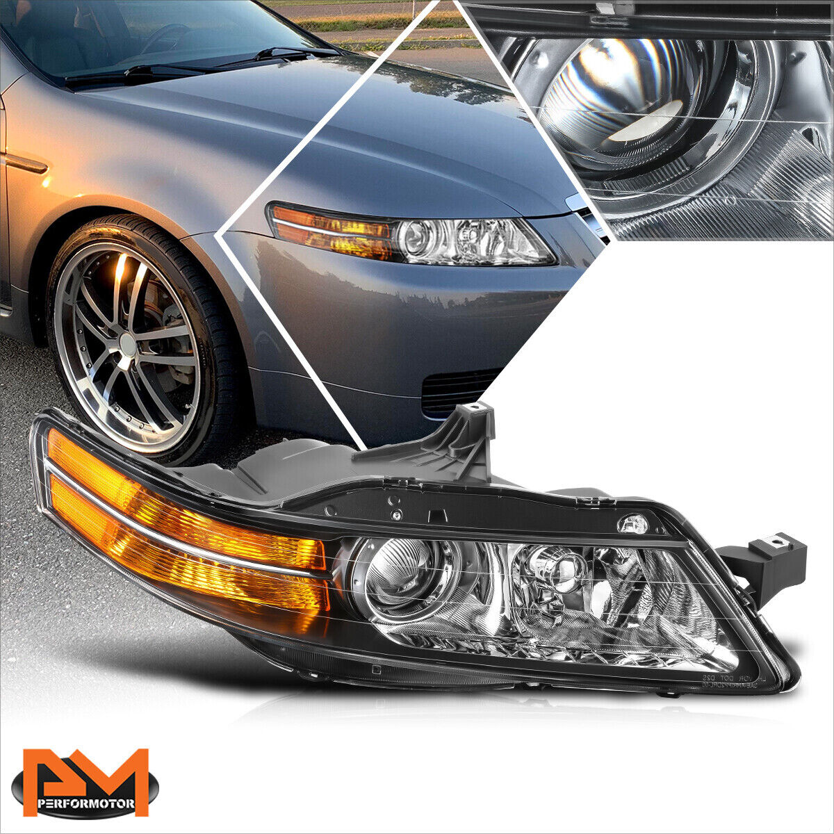 For 04-05 Acura TL OE Style Passenger Side HID Projector Headlight Lamp Chrome