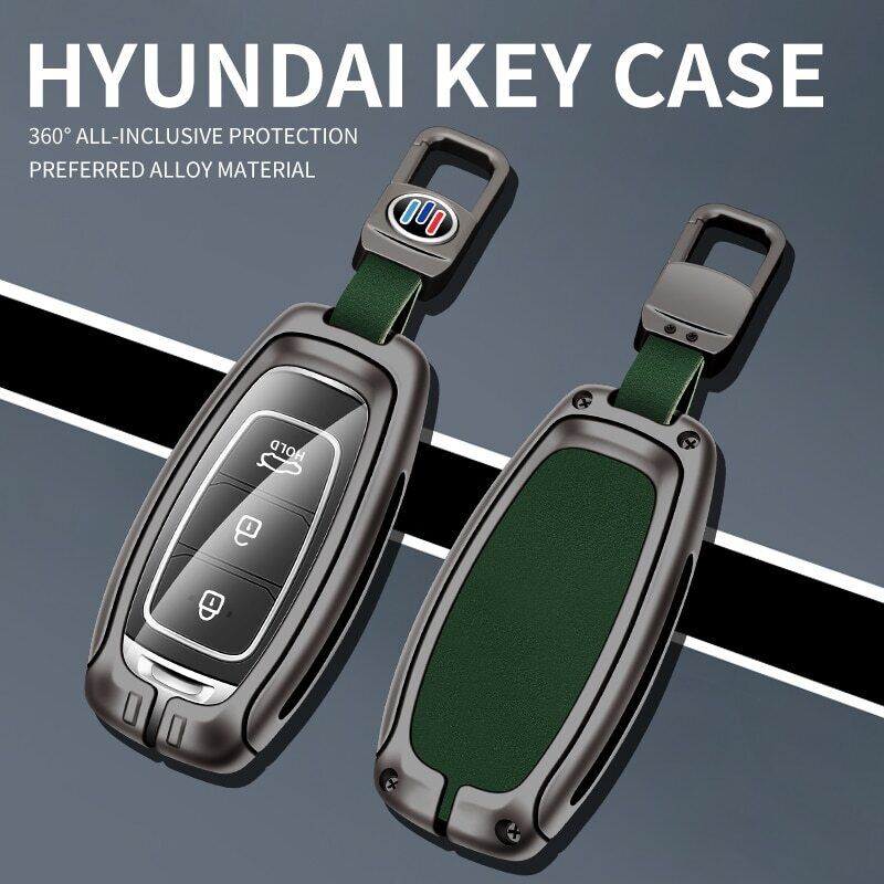 For Hyundai i30 Zinc Alloy Leather Car Key Cover Shell Case Remote Fob Holder