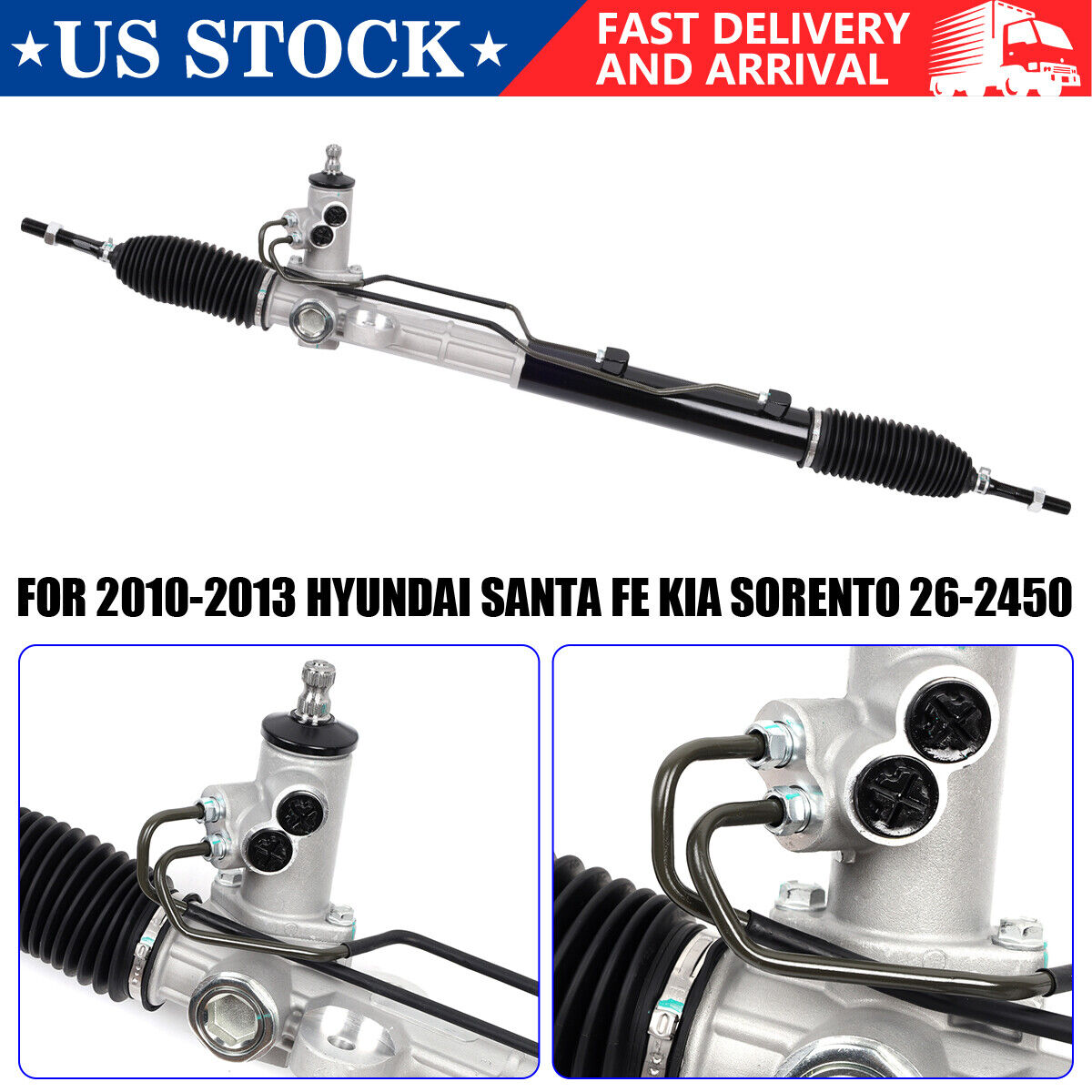 Complete Power Steering Rack and Pinion for 2011-13 Kia Sorento Hyundai Santa Fe