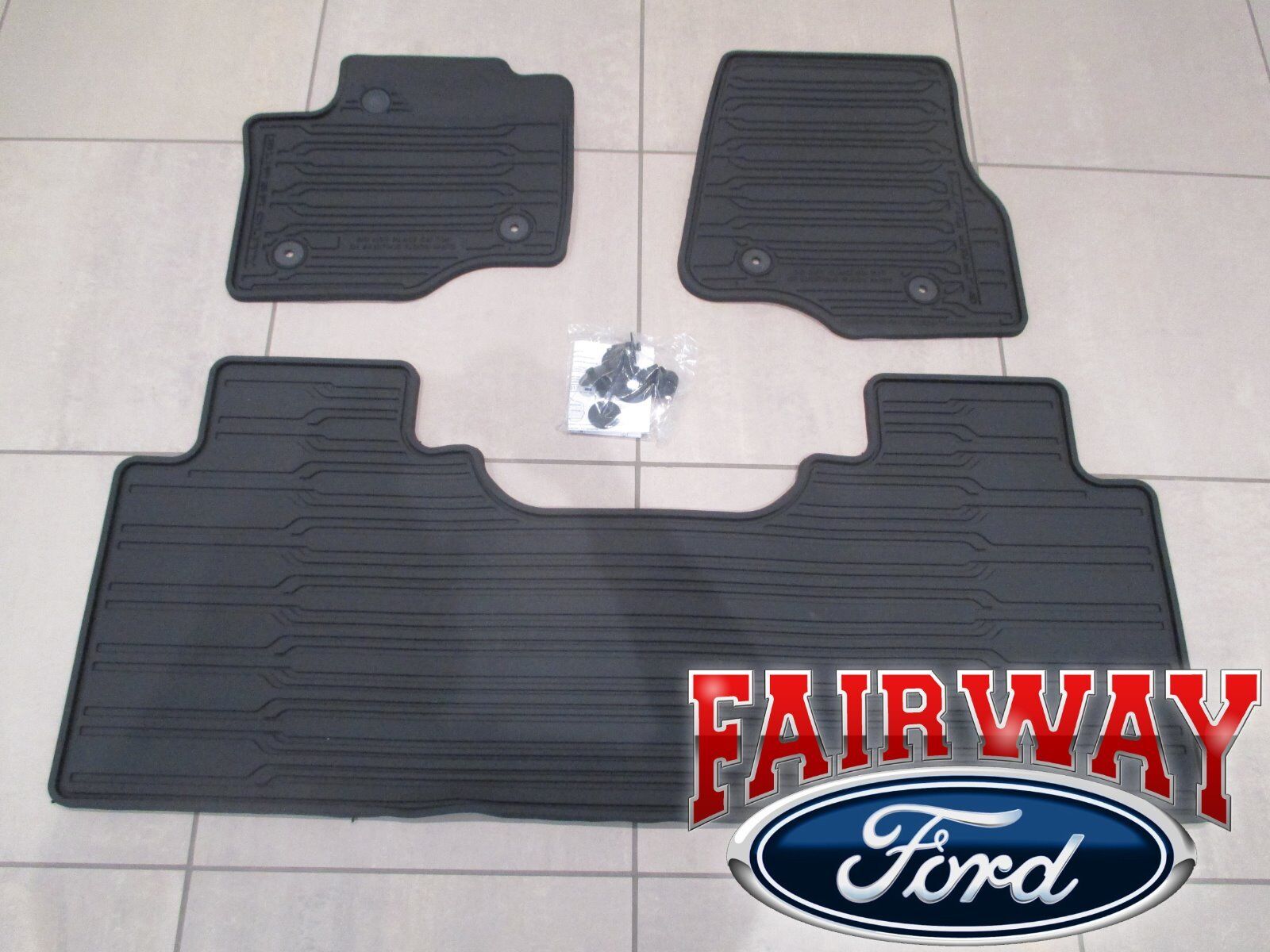 17 thru 22 Super Duty OEM Ford Rubber Mat Set 3-pc EXTENDED/CREW for VINYL FLOOR