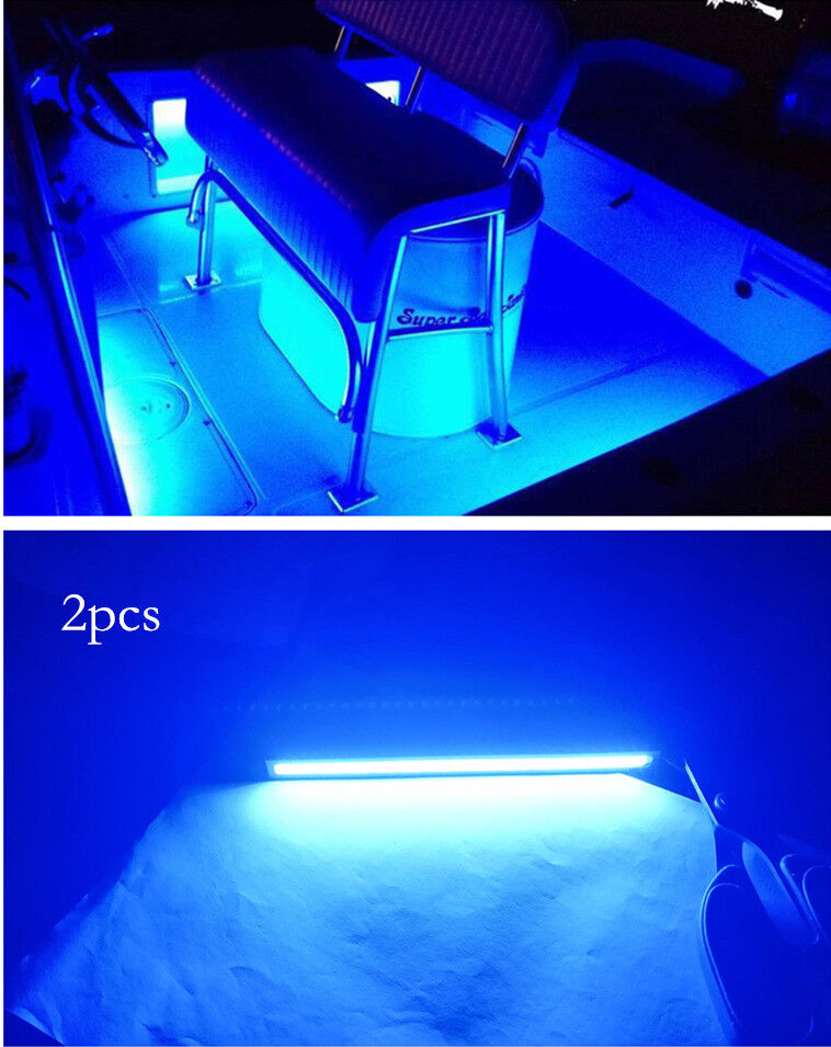 2pcs 12V Blue Waterproof Marine Led Light Courtesy & Utility Strip For Boats New
