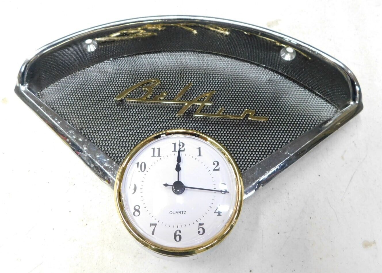 1955 1956 chevy  speaker bezel assembly  new belair  emblem & new clock #3
