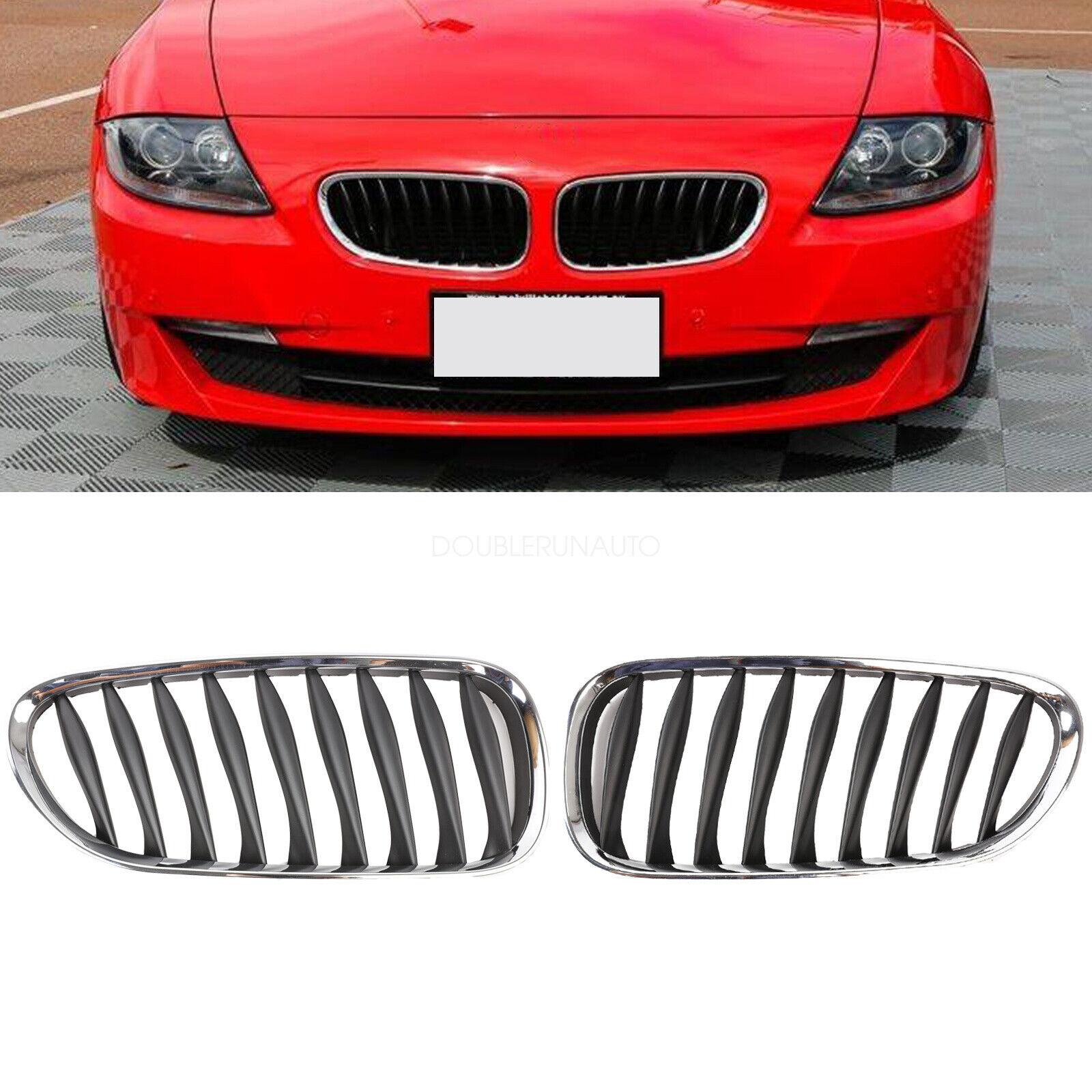 2pcs For BMW Z4 Coupe E85 2003-2009 Convertible Front Kidney Grille Grill Chrome